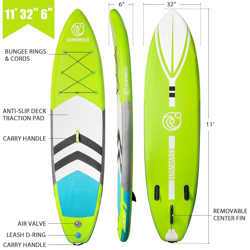 SUP スタンドアップパドルボード　SURFMASS 5回使用品 Amazon.co.jp: SURFMASS インフレータブルSUP 長さ11フィート x